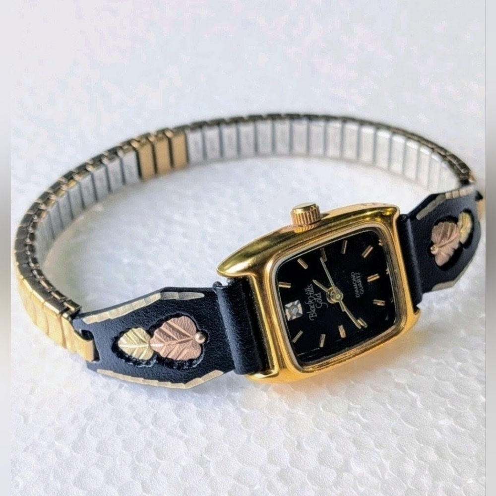 Black Hills Gold Diamond Watch with Gold Leaf Band - Picture 8 of 13